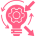 Icône rose représentant des dossiers mal rangés pointé par une flèche montrant ces dossiers rangé, symbolisant le bon environnement que peut mettre en place FocusTribes.