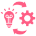 Petite icône rose d'engrenages et de pièces de puzzle, symbolisant l'intégration et la collaboration en milieu de travail
