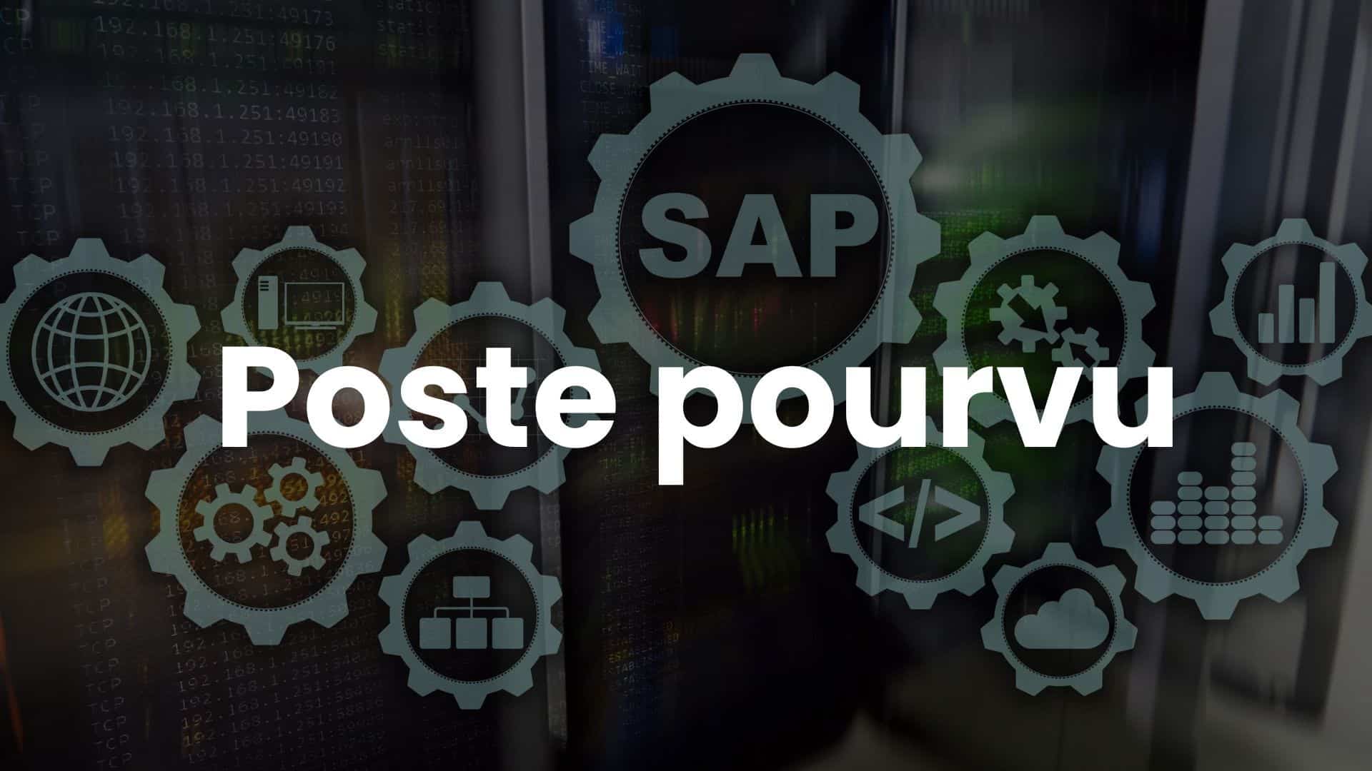 Illustration du système SAP avec des icônes représentant l’automatisation, l’analyse de données et la gestion des processus d’entreprise.